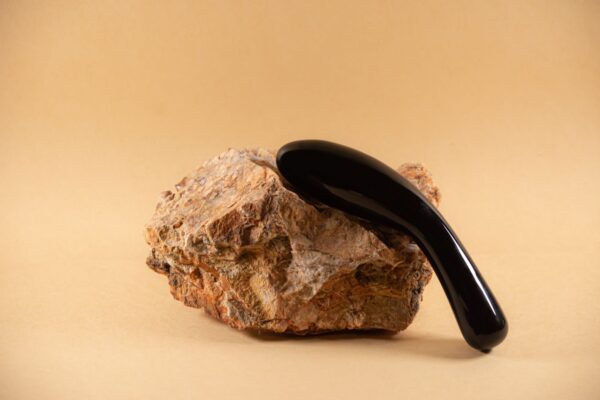 Prince Albert. Curved, Eggplant, Obsidian Crystal Wand